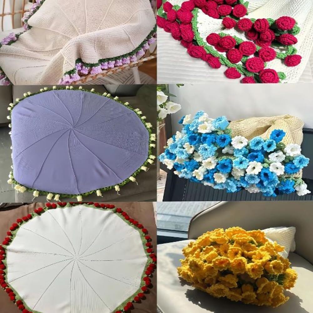 Amazon｜手作りかぎ針編みフラワーブーケブランケット